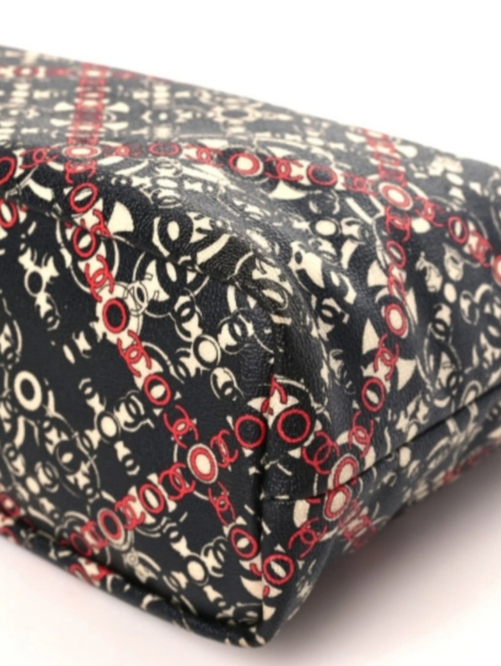 Chanel Coco Black Tote Bag with Red Patterned Accents - Picture 8 of 10